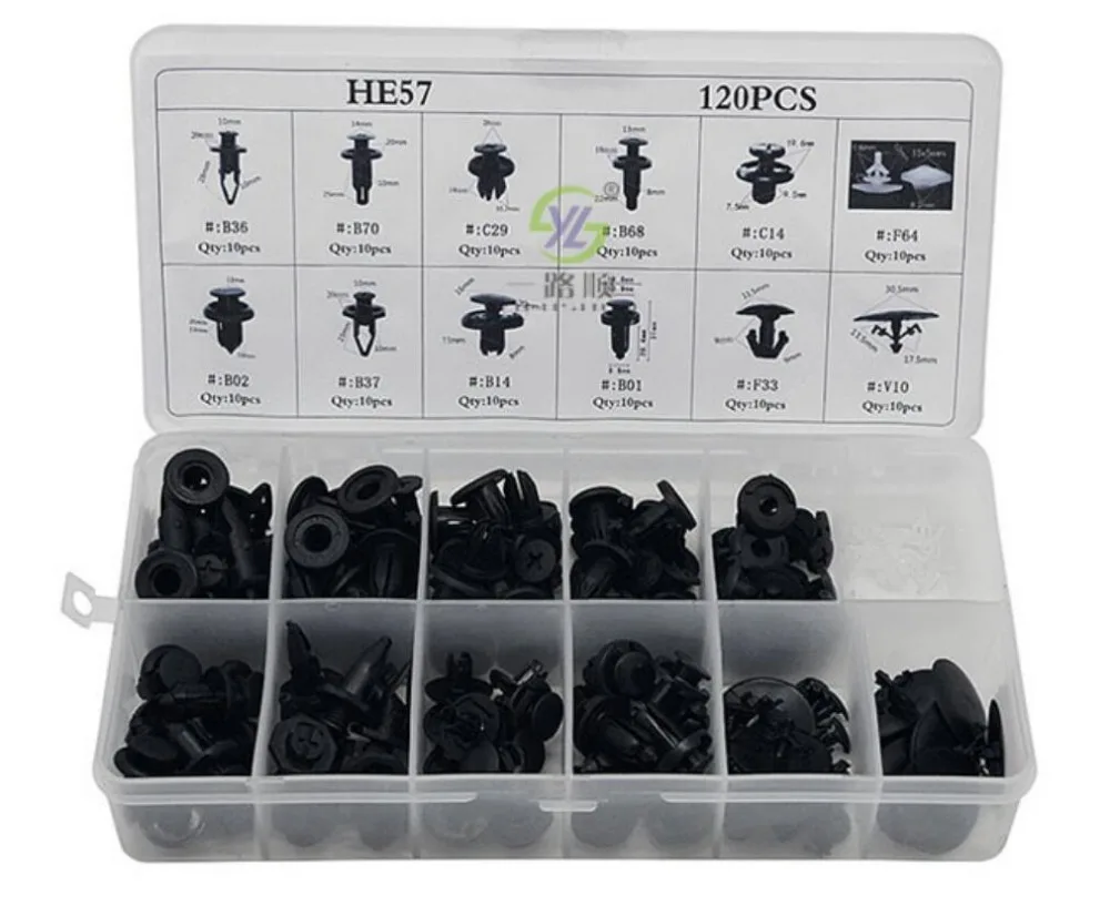 120pcs Boxed Buckle For Honda Motors Common Combination Buckle Nylon Rivet HE57