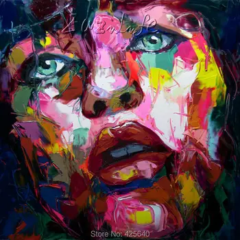 

Palette knife painting portrait Palette knife Face Oil painting Impasto figure on canvas Hand painted Francoise Nielly 15-8