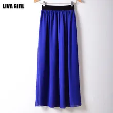 Г., Новые Летние шифоновые женские юбки до щиколотки прямая юбка синий, зеленый, желтый, красный, фиолетовый, лавандовый, белый цвет, 22 цвета