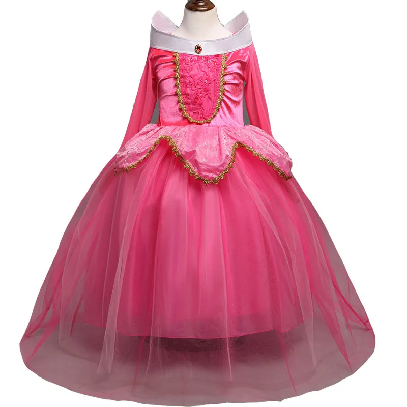 Новое платье принцессы для девочек, бальное платье Спящей красавицы Авроры для детей, маскарадный костюм на Хэллоуин, Детская праздничная одежда, фатиновое платье - Цвет: pink