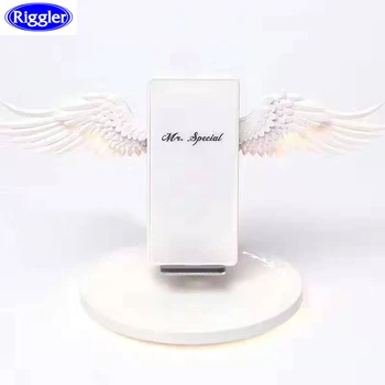 

Wireless Charger Dock Angel Wings Fast Charging Stand for iphone XS XR Samsung S10 S9/8 Note9 Night Light Phone Holder