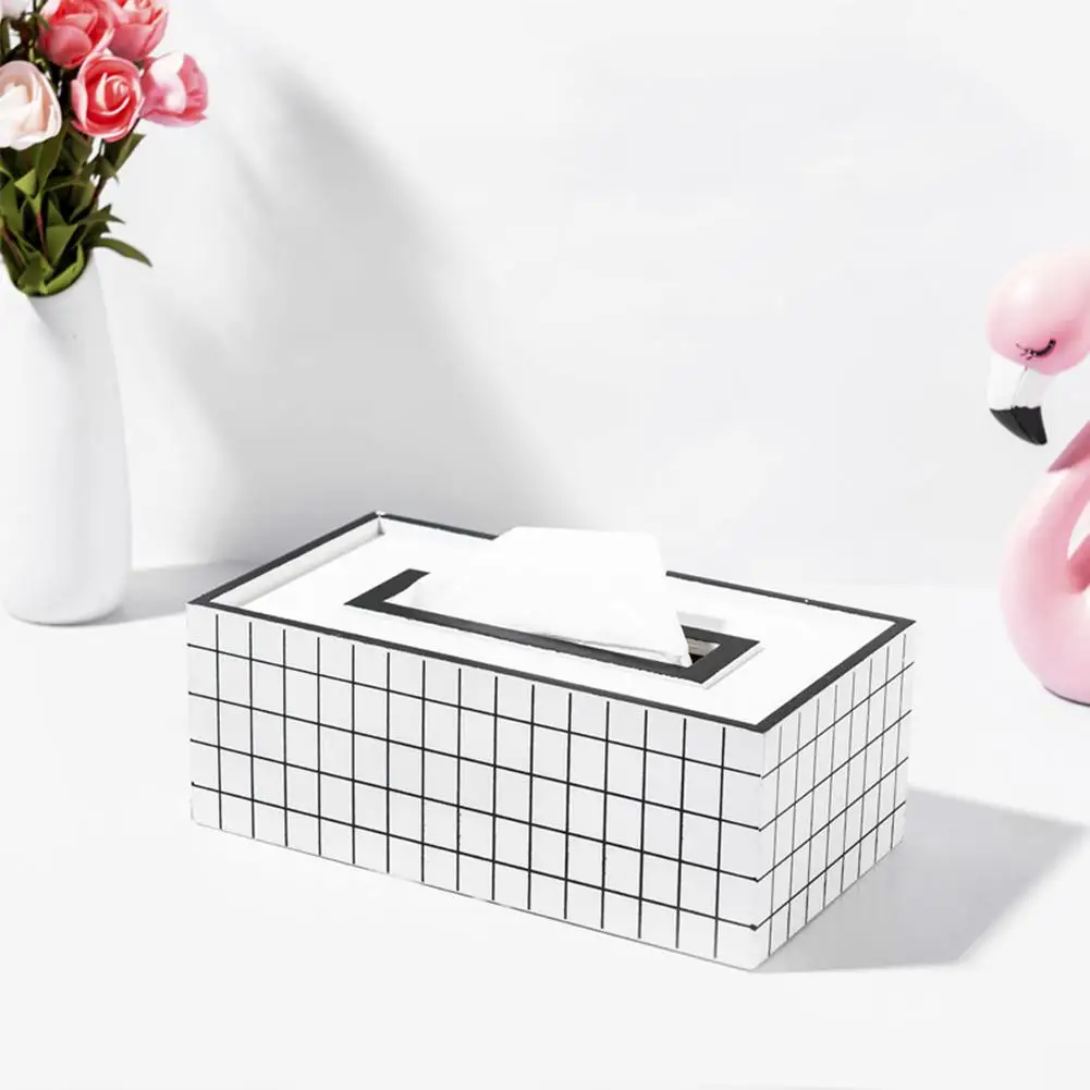 Line grid HobbyLane Европейский стиль деревянная коробка для салфеток для дома кухня квадратная Геометрическая полоса салфетница для хранения Casetorage - Цвет: Line grid