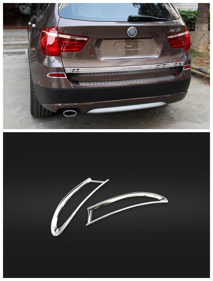 FOR BMW X3 F25 2011 2013 ABS Chrome Exterior Rear Tail Fog Lamp Light