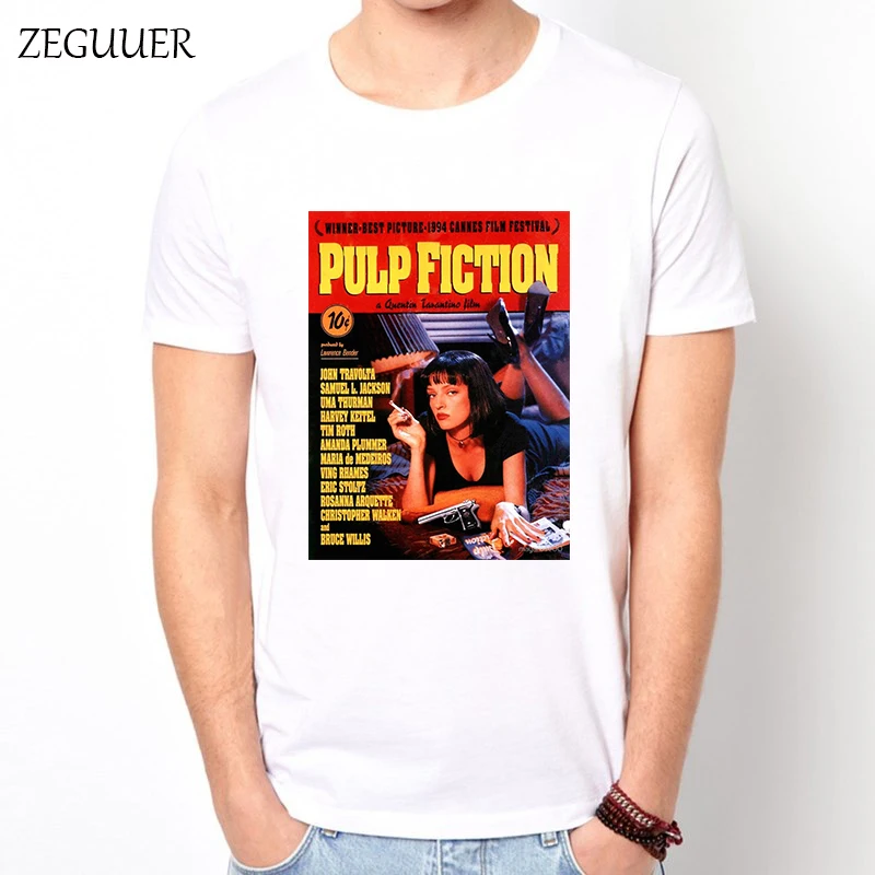 Quentin Tarantino Pulp fiction футболка Harajuku уличная Модная хлопковая Мужская футболка с круглым вырезом и принтом Повседневная одежда - Цвет: 21