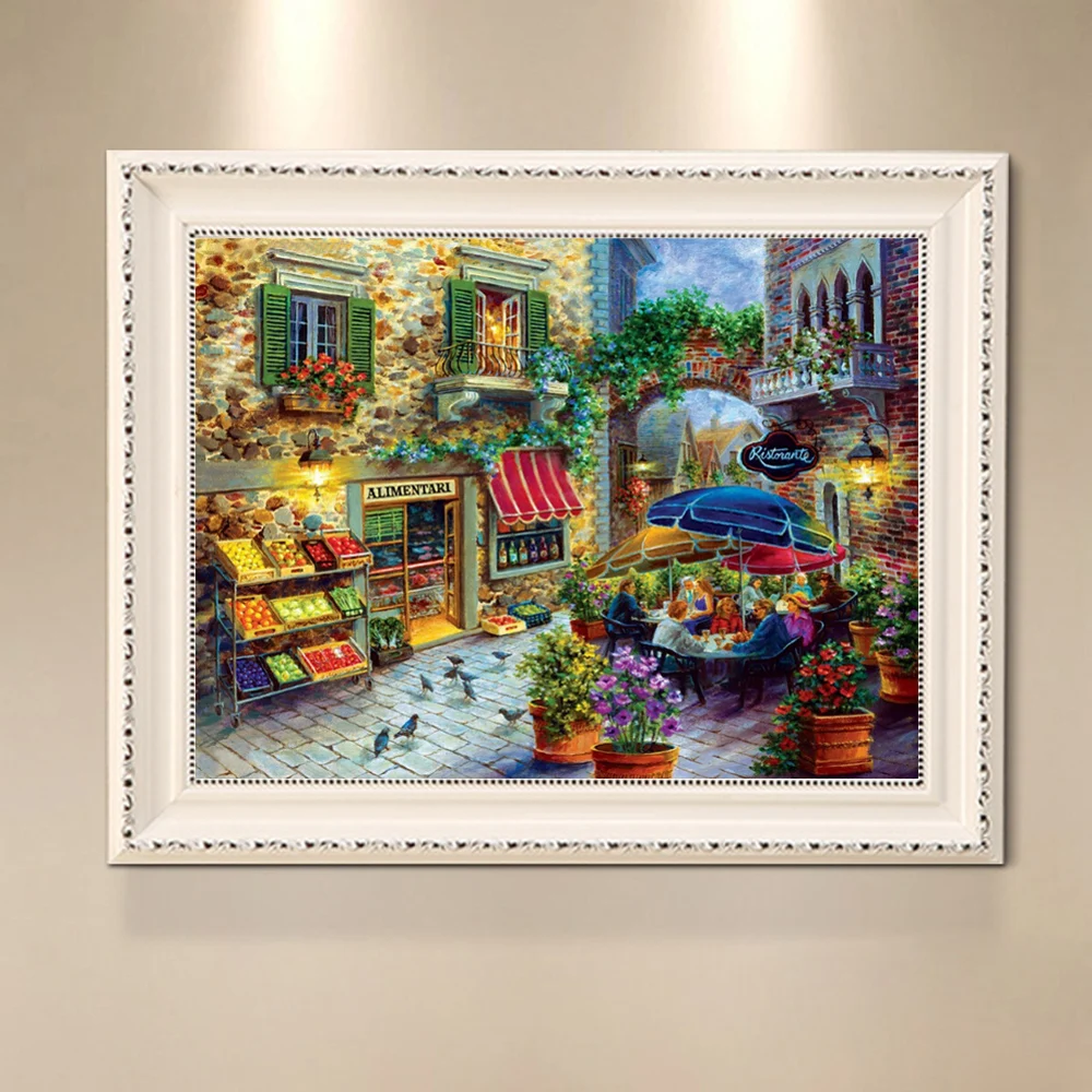 

Rhinestone Diamond Painting Cross Stitch Street View Pattern Diamond Mosaic Diamond Embroidery Kits Home Decoration 3D