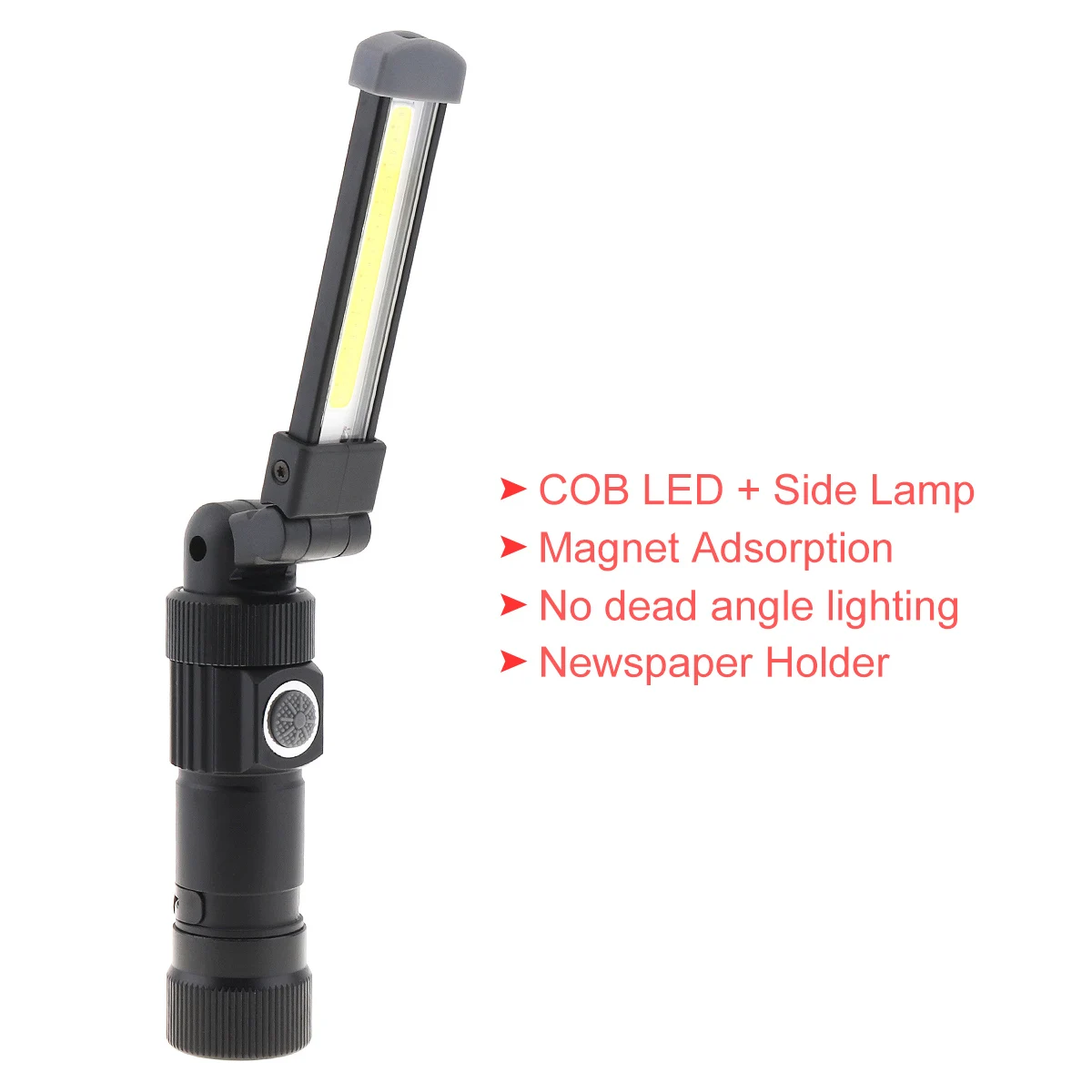 SecurityIng 5 Modes LED Flashlight USB Rechargeable Charging COB LED Lamp with Magnet Adsorption Rotation for Auto Repair