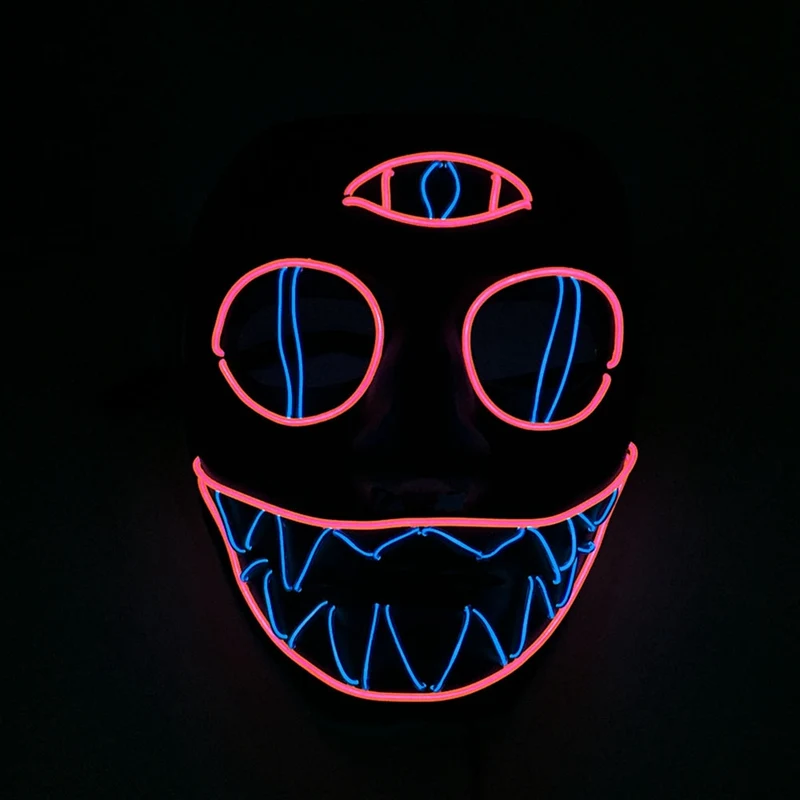 

Dropshipper Halloween Mask LED Light Up Party Masks Neon Maska Cosplay Mascara Horror Mascarillas Glow In Dark Masque