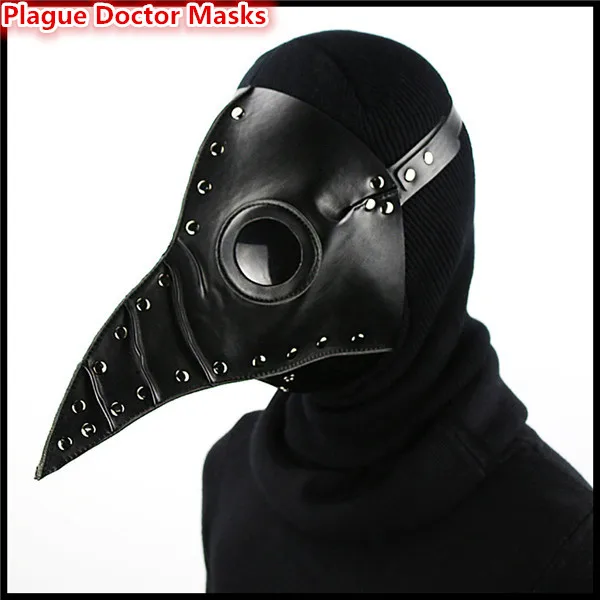 Steampunk Faux Leather Black Bubonic Plague Doctor Masks Medieval