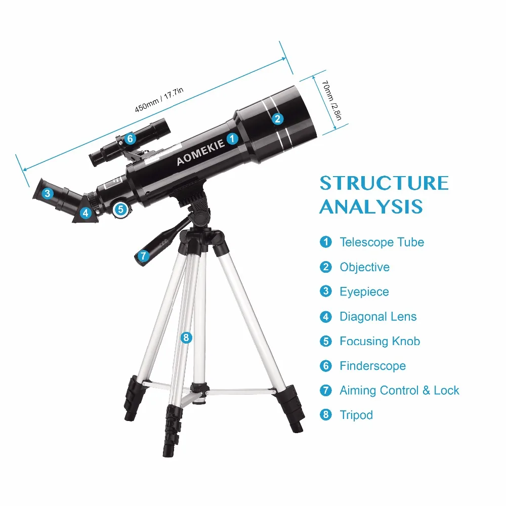 Астрономический телескоп, регулируемый высокий штатив, наземный космический телескоп, монтирующий изображение, Луна, наблюдение, прожектор, Монокуляр