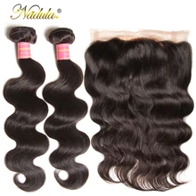 Nadula волосы 2 пучка объемная волна с 1 шт. 360 Кружева Фронтальные человеческие волосы бразильские волосы переплетения пучки с закрытием remy волосы