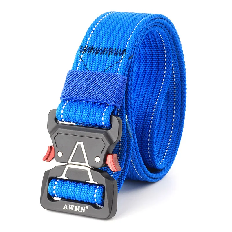 Blue Belt Холщовый военный ремень мужские тактические дизайнерские ремни для джинсов брюки Повседневный нейлоновый черный длинный поясной ремень быстросъемный ремень Кобра - Цвет: Blue Belt