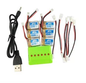 

Hot helicopter battery E010 H36 Horizon aircraft parts 6PCS 3.7V 150mah lithium battery and 6-in-1 charger