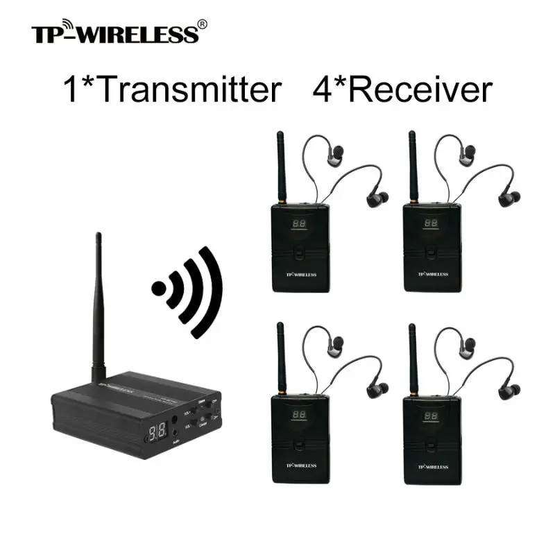 TP-Беспроводная система монитора 2,4 GHz аудио монитор система беспроводной в ухо монитор система для сценического 1 передатчика и N приемников - Цвет: 1 Tx and4 receivers