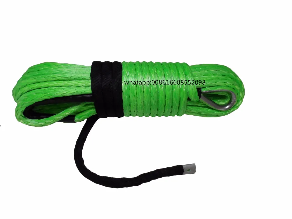 Free Shipping Green 3/8"*100ft Synthetic Rope,Replacement Winch Cable 10mm for Electric Winches