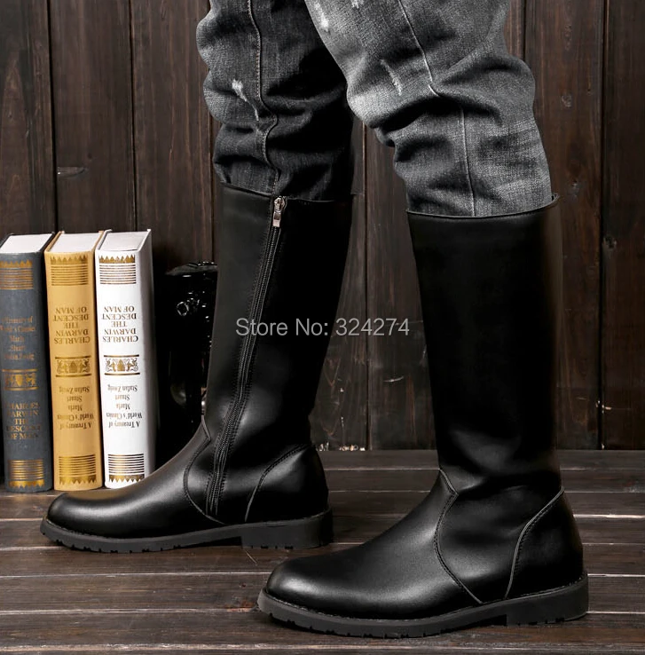 mens tall boots black