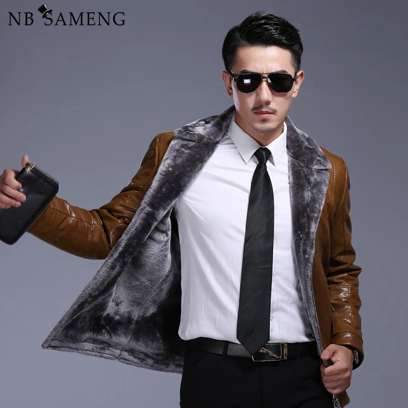 2017 New Winter Mens Leather Jackets Brand Clothing Black Fur Jacket and Coat with Turn-down Collar Zipper And Pocket 2017 New Winter Mens Leather Jackets Brand Clothing Black Fur Jacket and Coat with Turn-down Collar Zipper And Pocket