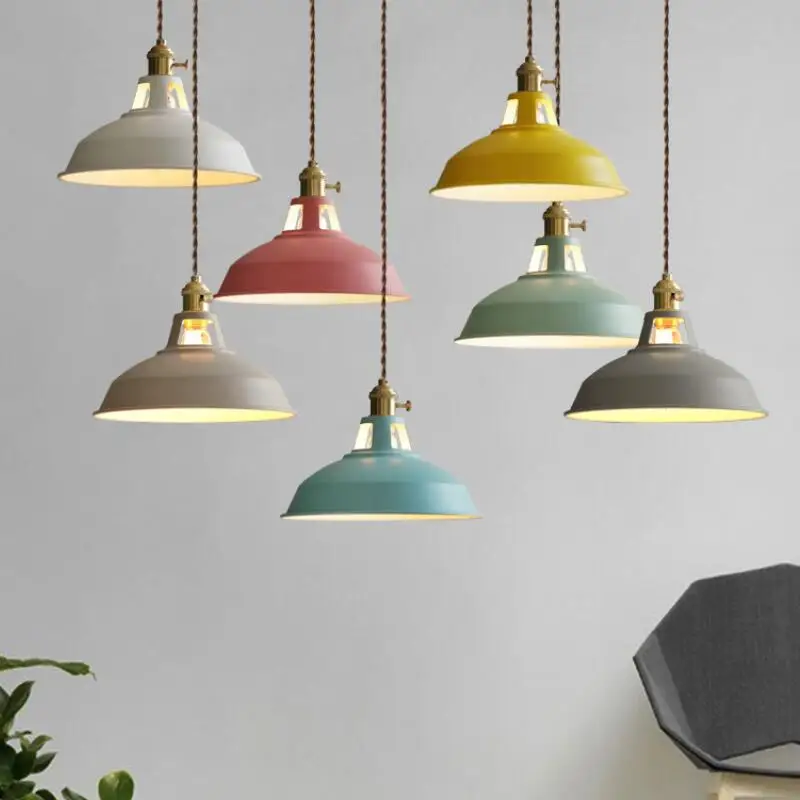 

Industrial color retro LED pendant lights iron Art Pendant lamp Edison bulb village Hanging Lamp