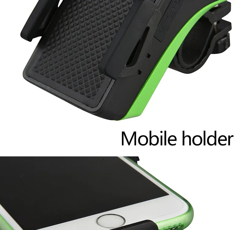 Top ROCKBROS Waterproof Bicycle Bike Phone Holder Bluetooth Audio MP3 Player Speaker 4400mAh Power Bank Bicycle Ring Bell Bike Light 8