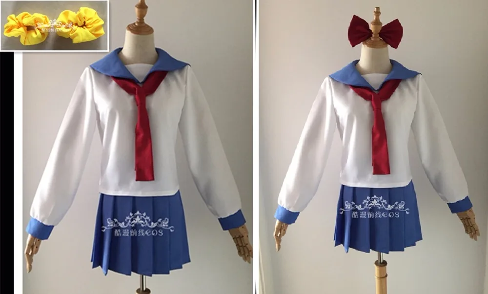 Поп команда Epic pipimi popuko аниме Косплэй костюм платье Sailor юбка школьная одежда +