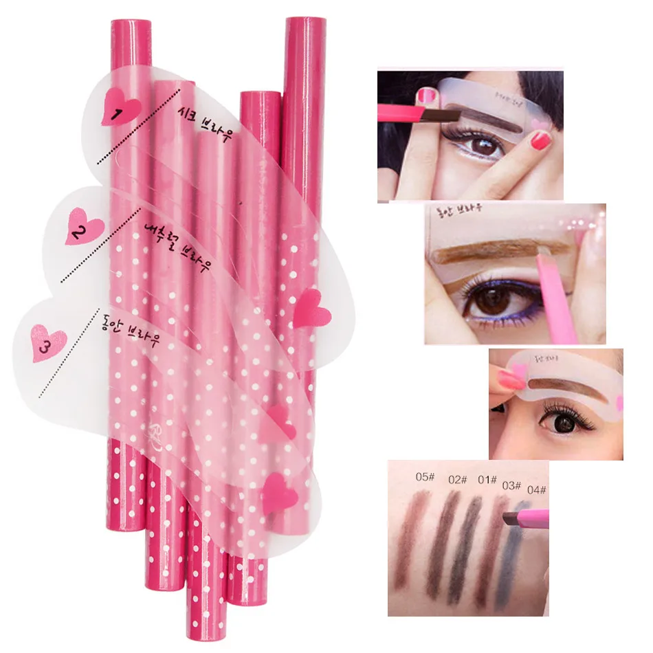 

Eyebrow Automatic Pencil makeup 5 color Eyebrow Liner 3 style Eyebrow Shape Stencils Grooming Kit Makeup eyebrow Tool