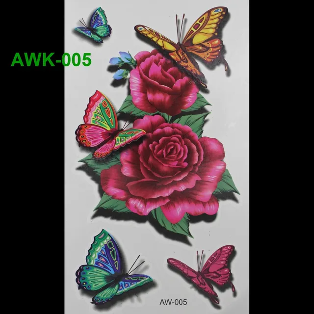 Hot Flashes Temporary Tattoos BUTTERFLY ROSE TATTOO 3D Dazzle Colour Waterproof Body Art Tatto Scar DIY Temporary Tatoo Hot Flashes Temporary Tattoos BUTTERFLY ROSE TATTOO 3D Dazzle Colour Waterproof Body Art Tatto Scar DIY Temporary Tatoo