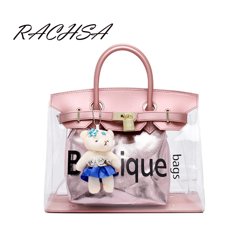 

Clear Transparent Bag women Summer Beach Bag Candy Color Jelly PVC Letter Womens Purses and Handbags Ladies Designer Satchel