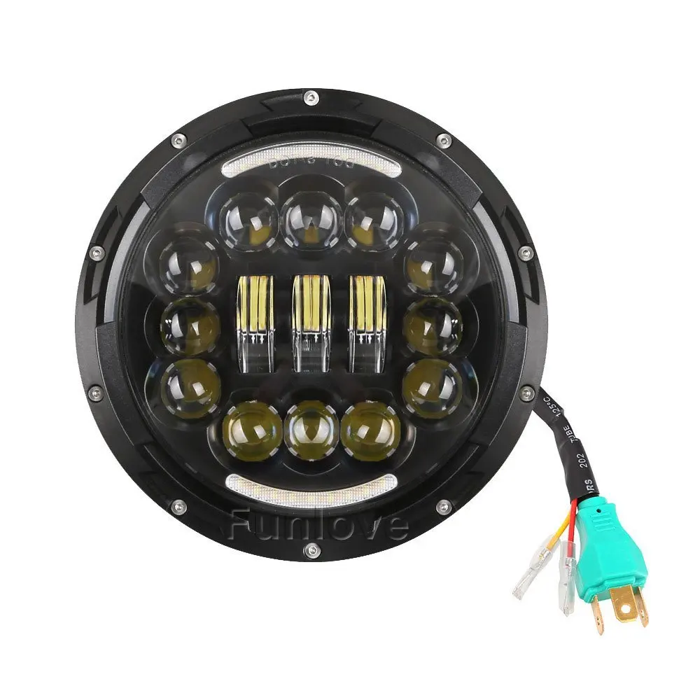 7 Inch Motorcycle LED Headlight Angle Eyes with Turn Signal Halo DRL for Harley-Davidson Daymaker Jeep Wrangler  (2)