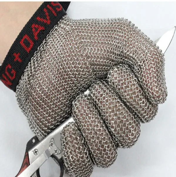 Butcher protection stainless steel wire mesh slaughtering gloves White