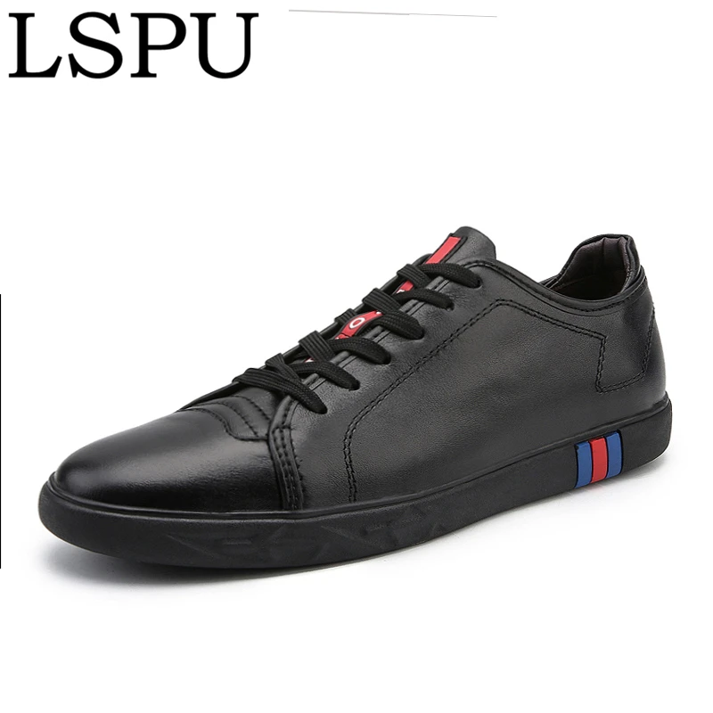 

High Quality Genuine Leather Men Skateboard Shoes Lace Up Breathable Soft Casual Sneakers Fashion Trainers Shoes Plus Size 36-47