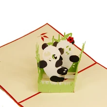 10 шт./лот) креативная 3D милая панда поздравительная открытка на заказ ручной работы праздничная открытка подарок на день рождения для детей