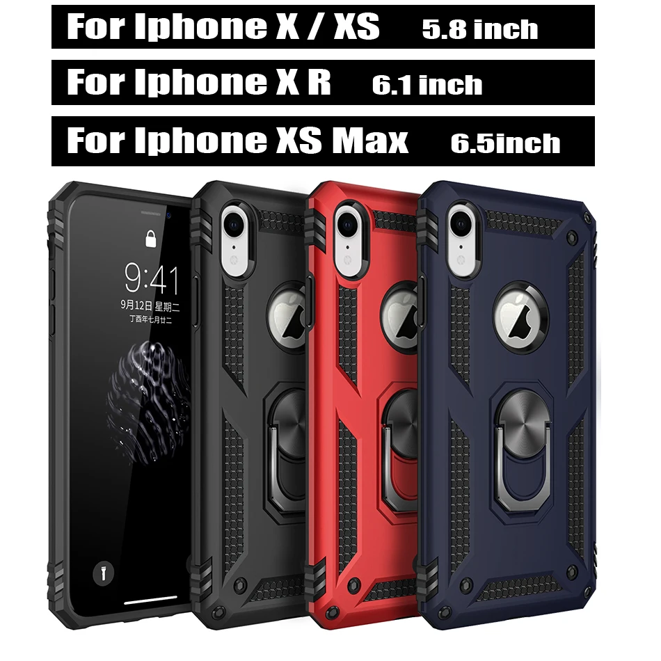 

Conelz for iPhone X/XS XR XS Max Phone Case Protective Armor Shockproof Case Cover with Magnetic Ring Grip Holder for iPhone 8 7
