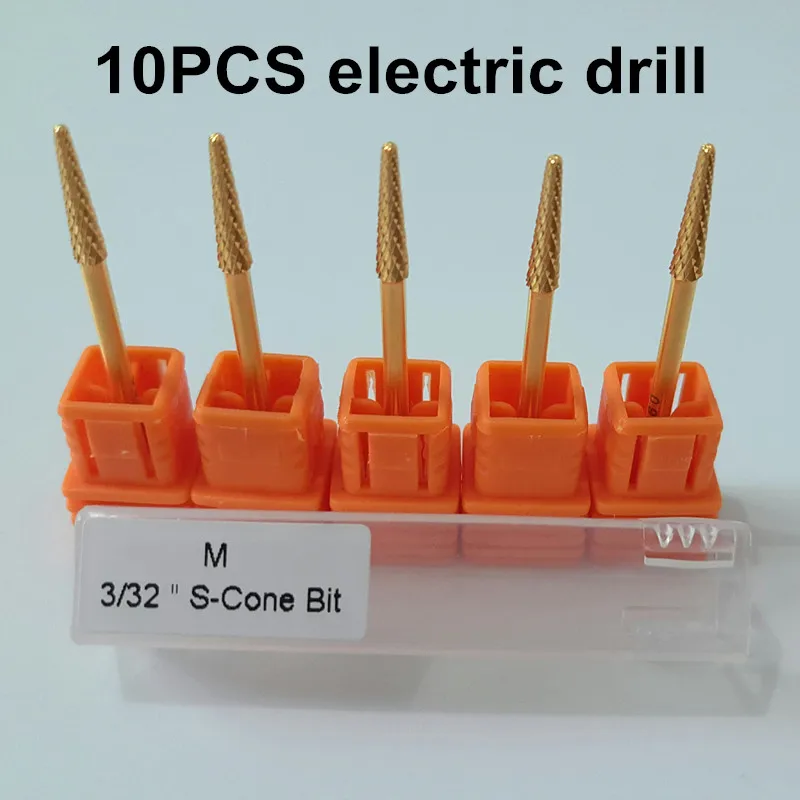 

MAOHANG 10PCS/LOT Nail drill Bit - small Cone Bit For Nail Art Electric Drill Manicure Machine accessories nail tools