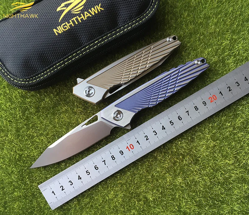 

NIGHTHAWK 02 Flipper folding knife M390 steel bearing titanium CF 3D handle camping hunting outdoor fruit Knives EDC tool