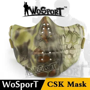 

WoSporT Tactical Skull Ghost Mask Half Full Face Airsoft Paintball Camouflage protective Halloween Party Motorcycle Scary prop