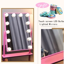 Профессиональный Голливуд большой светодиодный макияж зеркало 12Big лампы тщеславие зеркало белый желтый свет Замена сенсорный экран с подарком