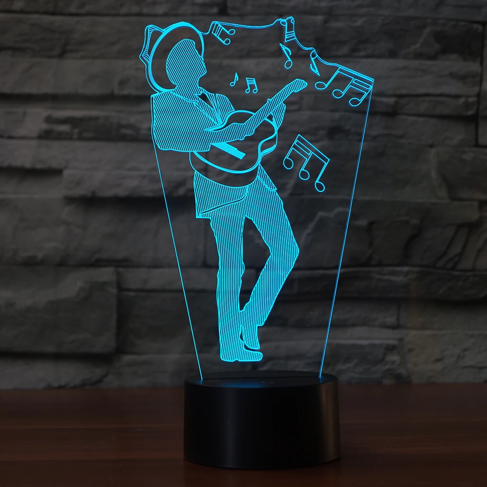 

7 Changing Colors 3d illusion night lamp with guys playing guitar