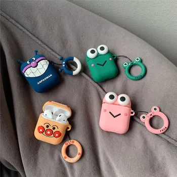 

Cute Bluetooth Wireless Earphone Case For Apple AirPods Silicone Cartoon Charging Cases For Air Pods Protective Cover Key Rings