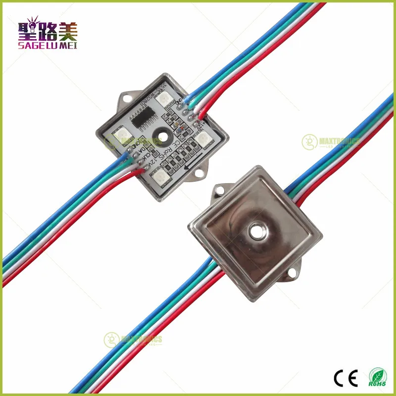 20pcs-SPI-Waterproof-WS2801-LED-Pixel-Module-string-4pcs-SMD-RGB-5050-1pcs-WS2801-ic-DC12V 2