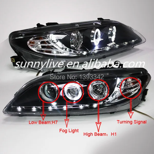 Для MAZDA 6 светодиодный фары Ангельские глазки 2004 2011 год|lens hole|lens shapeheadlight lens polish |