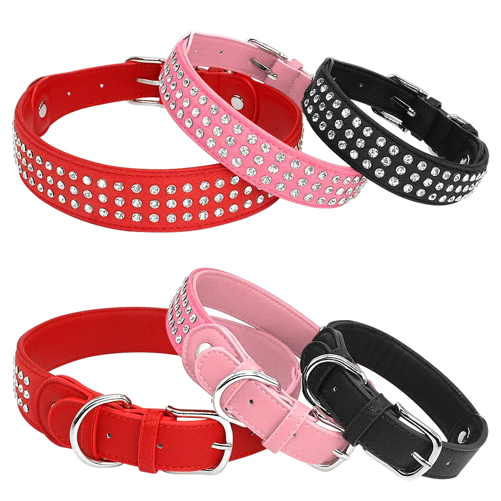 cravejado pet collar 2 camada de couro