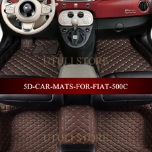 Кожаные автомобильные коврики для FIAT 500 500C 3D на заказ, Автомобильные ковры, коврики для ног, вкладыши