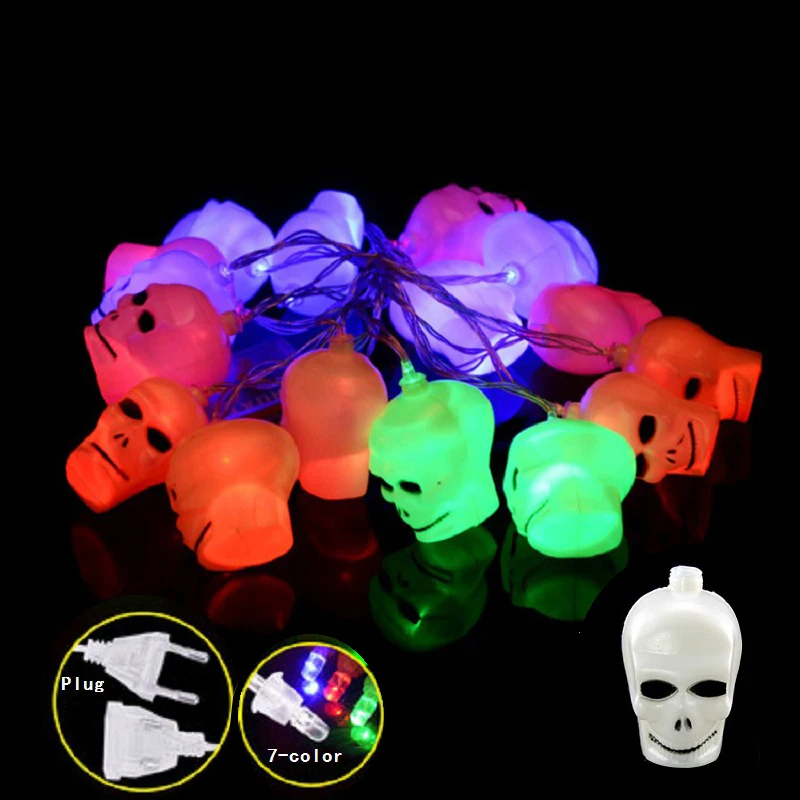 3M Halloween Pumpkin Ghost head LED String Lights Garden Party Decoration Holiday Halloween Lights 16SMD Battery box And EU 250V 3M Halloween Pumpkin Ghost head LED String Lights Garden Party Decoration Holiday Halloween Lights 16SMD Battery box And EU 250V