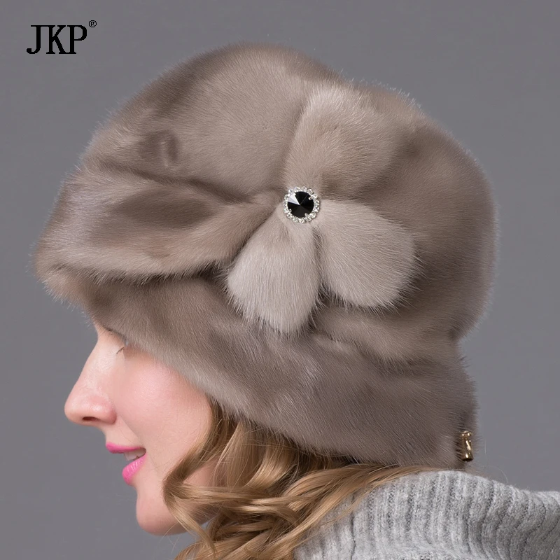 Женская шапка из натурального меха норки теплая зимняя коричневого меха|fashion hat|hat