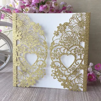 

100Pcs/Lot Delicate Carved Pattern Invitation Card Wedding Invitations Birthday Party Decorative Greeting Card