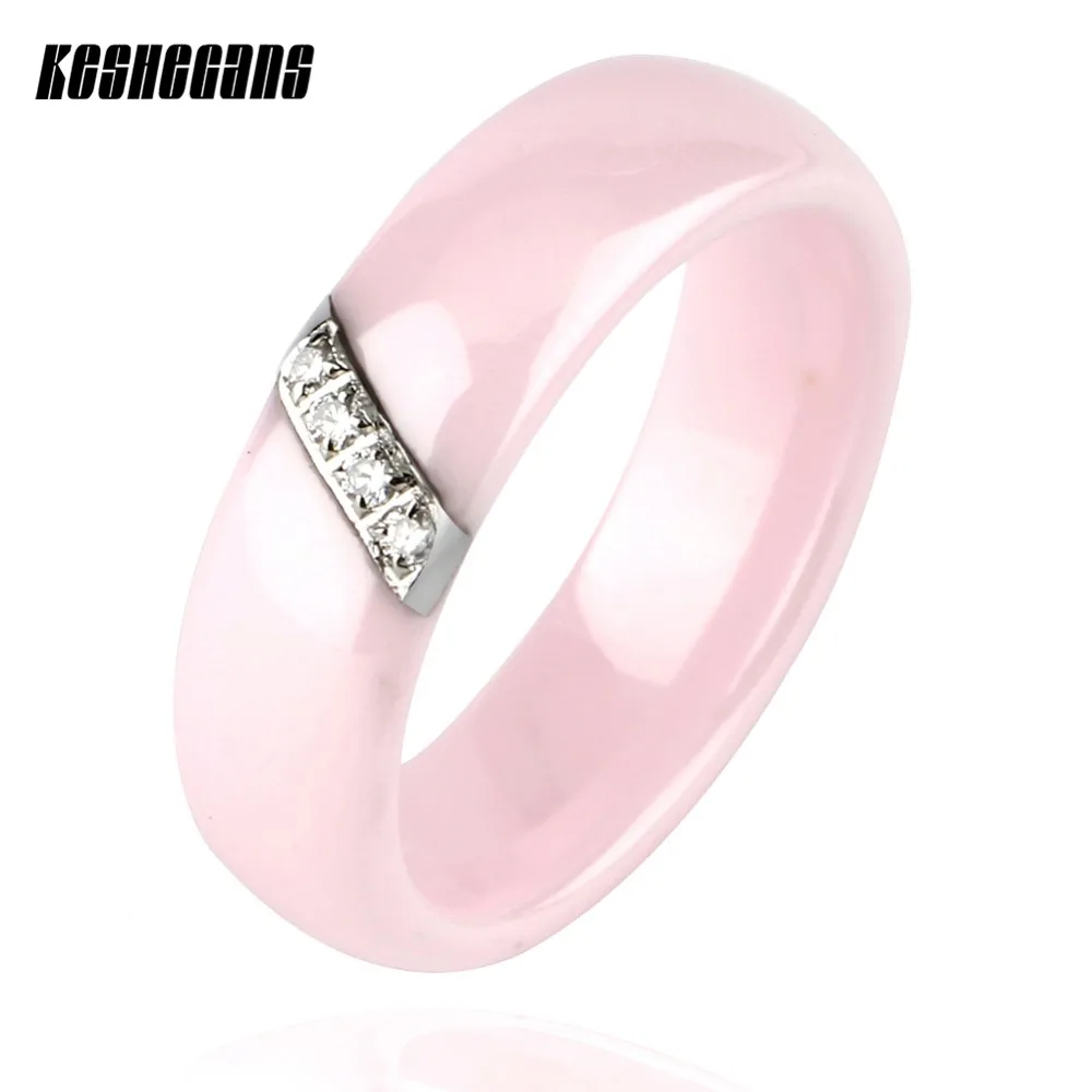 

Beautiful Cute Pink 6mm Simple Style Comely Crystal Ceramic Rings Without Scratches For Women Girl Fashion Jewelry Best Gifts