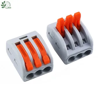 

(10 pieces/lot) 222-413 Universal Compact Wire Wiring Connector 3 pin Conductor Terminal Block With Lever AWG 28-12