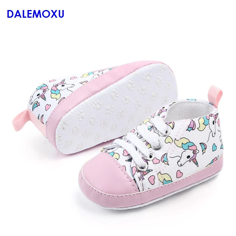 DALEMOXU; детская обувь с рисунком единорога; парусиновые спортивные детские кроссовки; нескользящая летняя прогулочная повседневная обувь для мальчиков и девочек; От 0 до 1 года