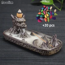NOOLIM Керамика дракон кадило Home Decor творческий дым курильница для благовоний горелки подставка для ароматических палочек+ 20 шт пирамидки благовоний