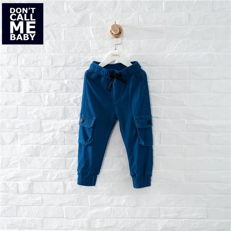 

DON`T CALL ME BABY Boys Summer Pocket Blue Pants Children New Bacis Soft Causal Cargo Pants Girls Autumn Elastic Patns 97119