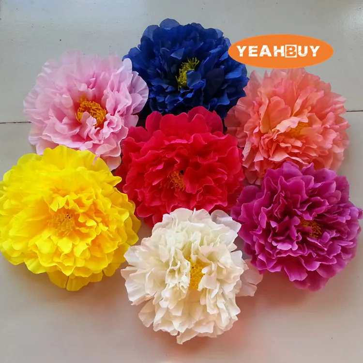 

20pcs 9colors 17CM Artificial fabric silk flower peony for wedding wall diy decoration arch flower accessories hair flower